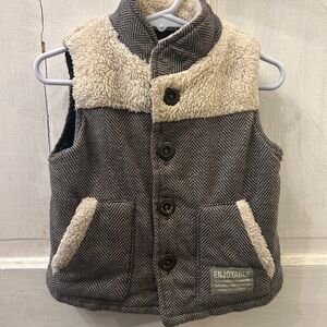 Herringbone Vest with Sherpa Collar